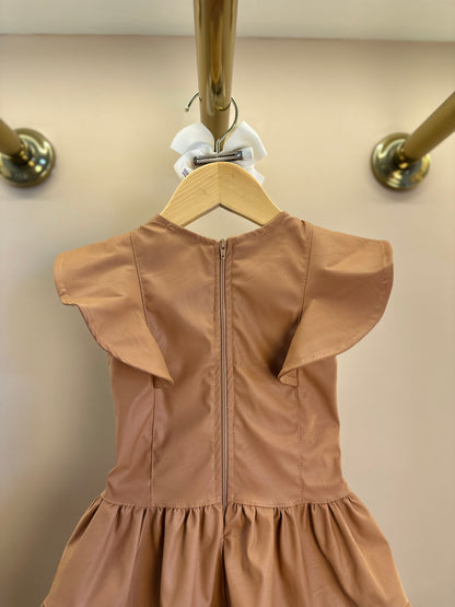 Vestido Infantil Rodado Babadinhos Couro Tech Caramelo - Luluzinha
