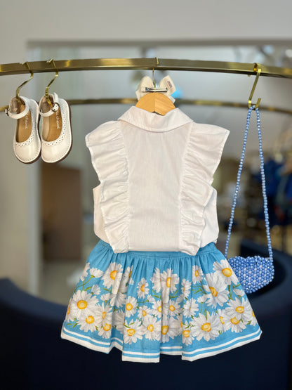 Conjunto Infantil Blusa e Saia-shorts Girassol - Luluzinha