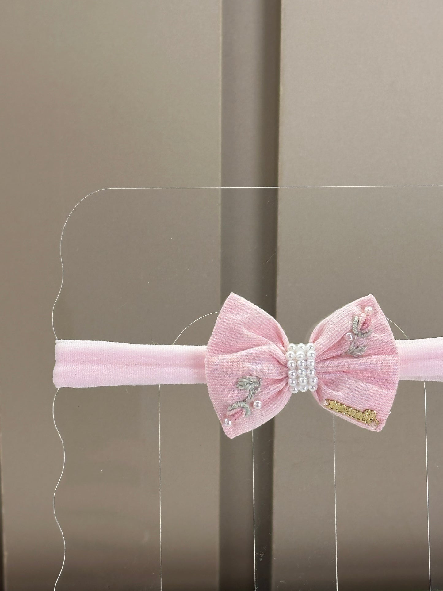 Faixa Bebê Pérolas Bordadas Rosa - Roana