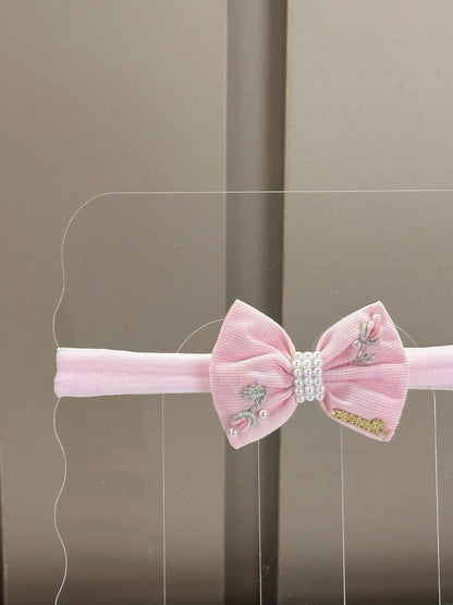 Faixa Bebê Pérolas Bordadas Rosa - Roana