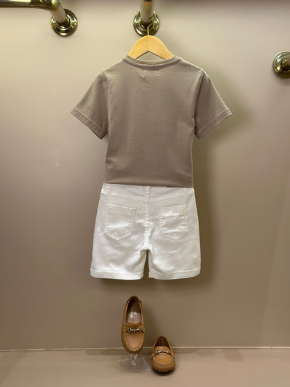 Bermuda Infantil Social Sarja Elastano Off White - Dame