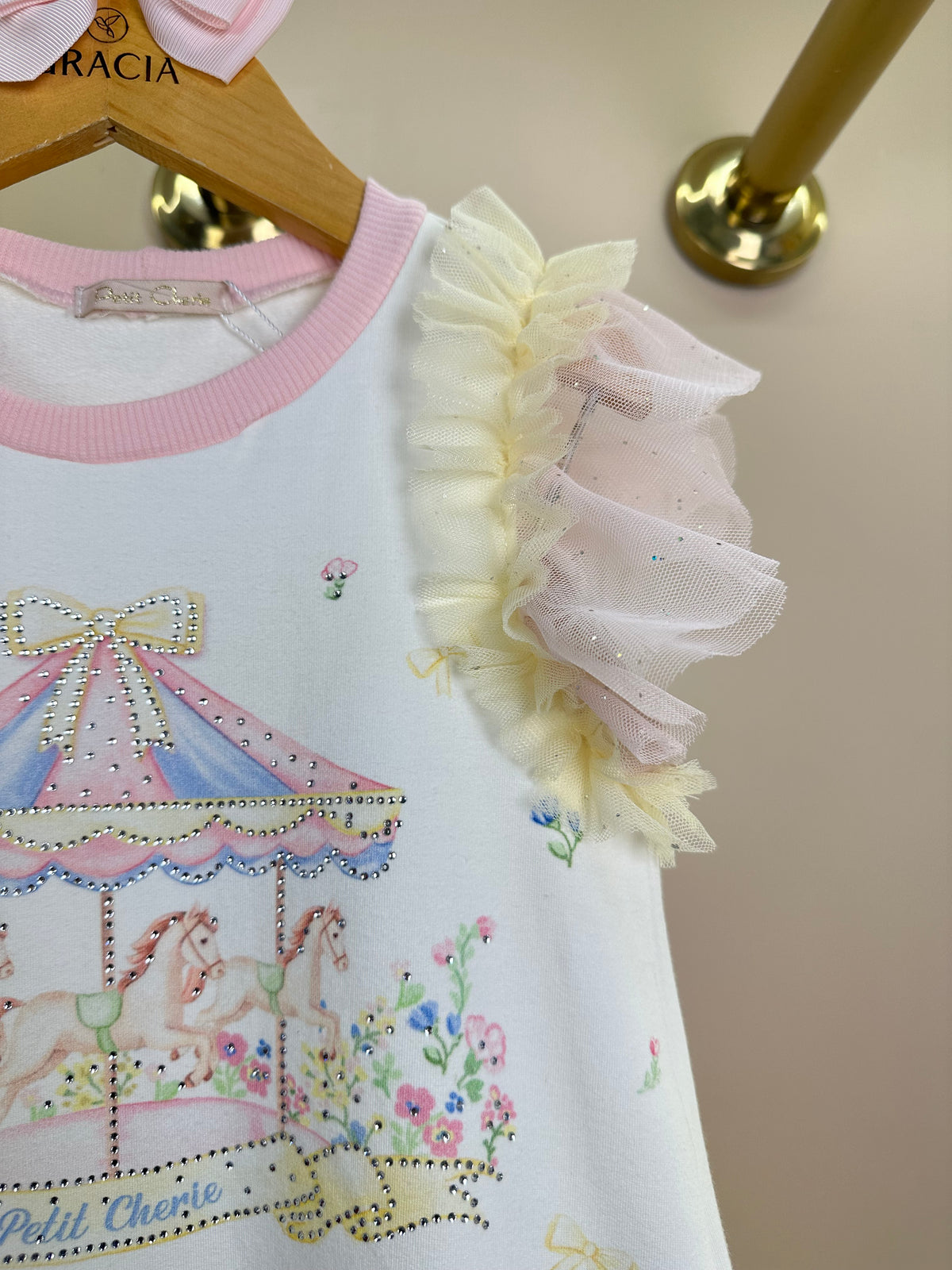 Vestido Infantil Tule Biocolor Estampa Carrossel - Petit Cherie