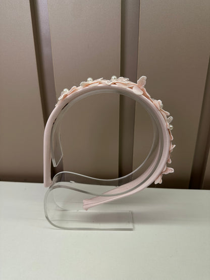 Tiara Infantil Flores 3D Rosa - Petit Cherie