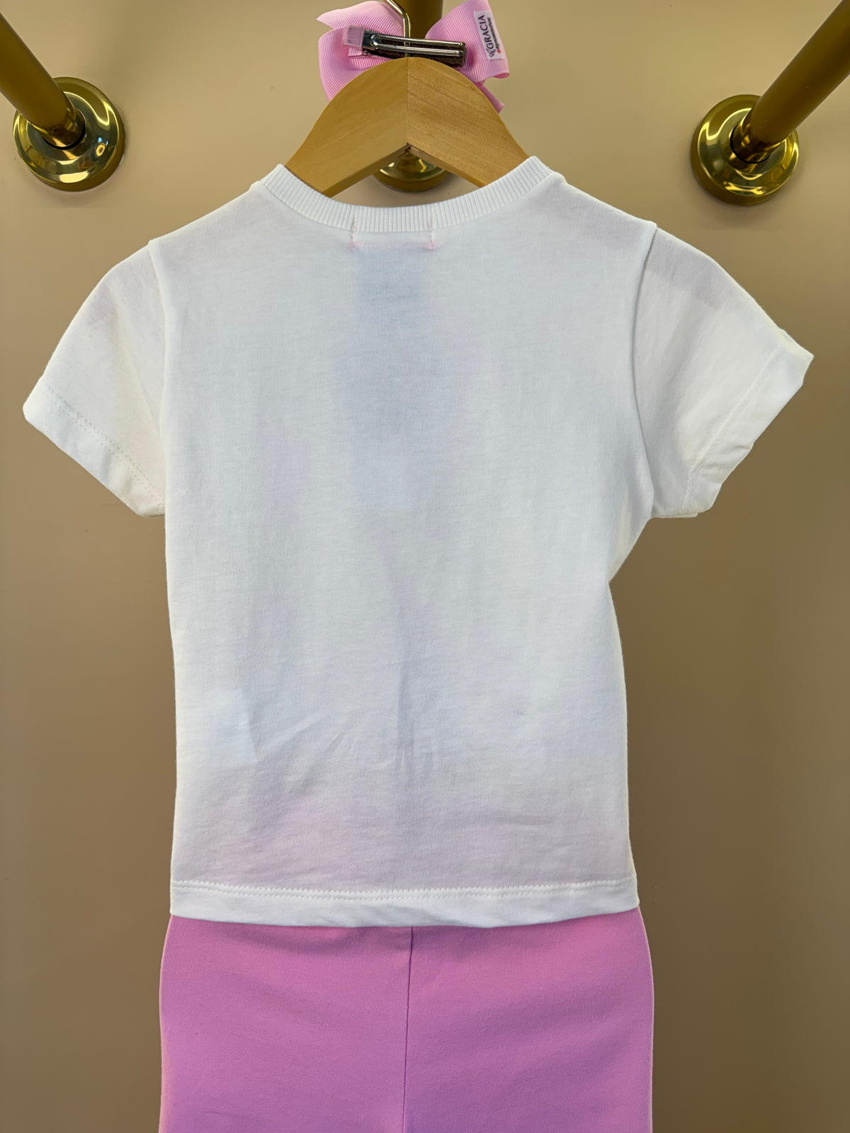 Conjunto Infantil Blusa Hello Kitty Com Strass e Shorts Legging Rosa - Momi