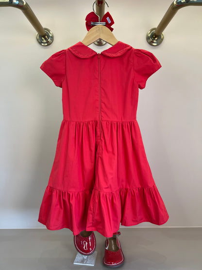 Vestido Infantil Algodão Vermelho Golinha e Laço - Petit Cherie
