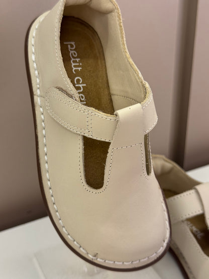 Sapato Infantil Couro Colegial Creme - Petit Cheval