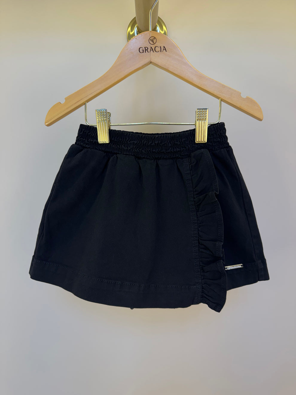 Conjunto Infantil Blusa Tricot ML Jabô Botões e Saia Sarja Babadinho Preto - Pituchinhus