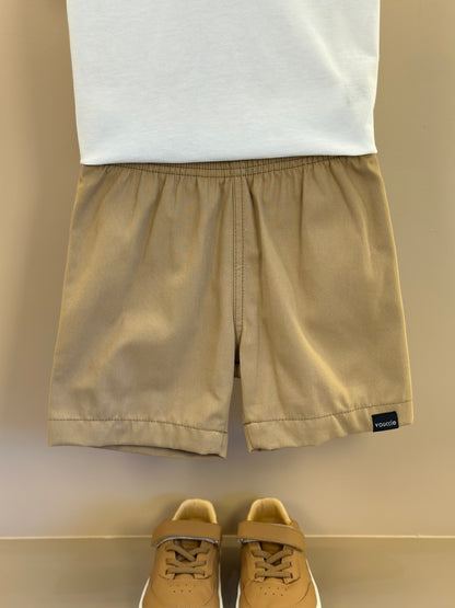 Conjunto Infantil Camiseta Pérola Mickey e Bermuda Sarja Bege - Youccie