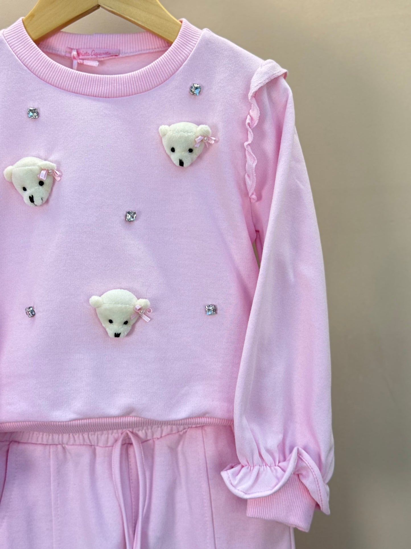 Conjunto Infantil Blusa e Calça Comfy com Ursinhos Rosa - Gabriela Aquarela