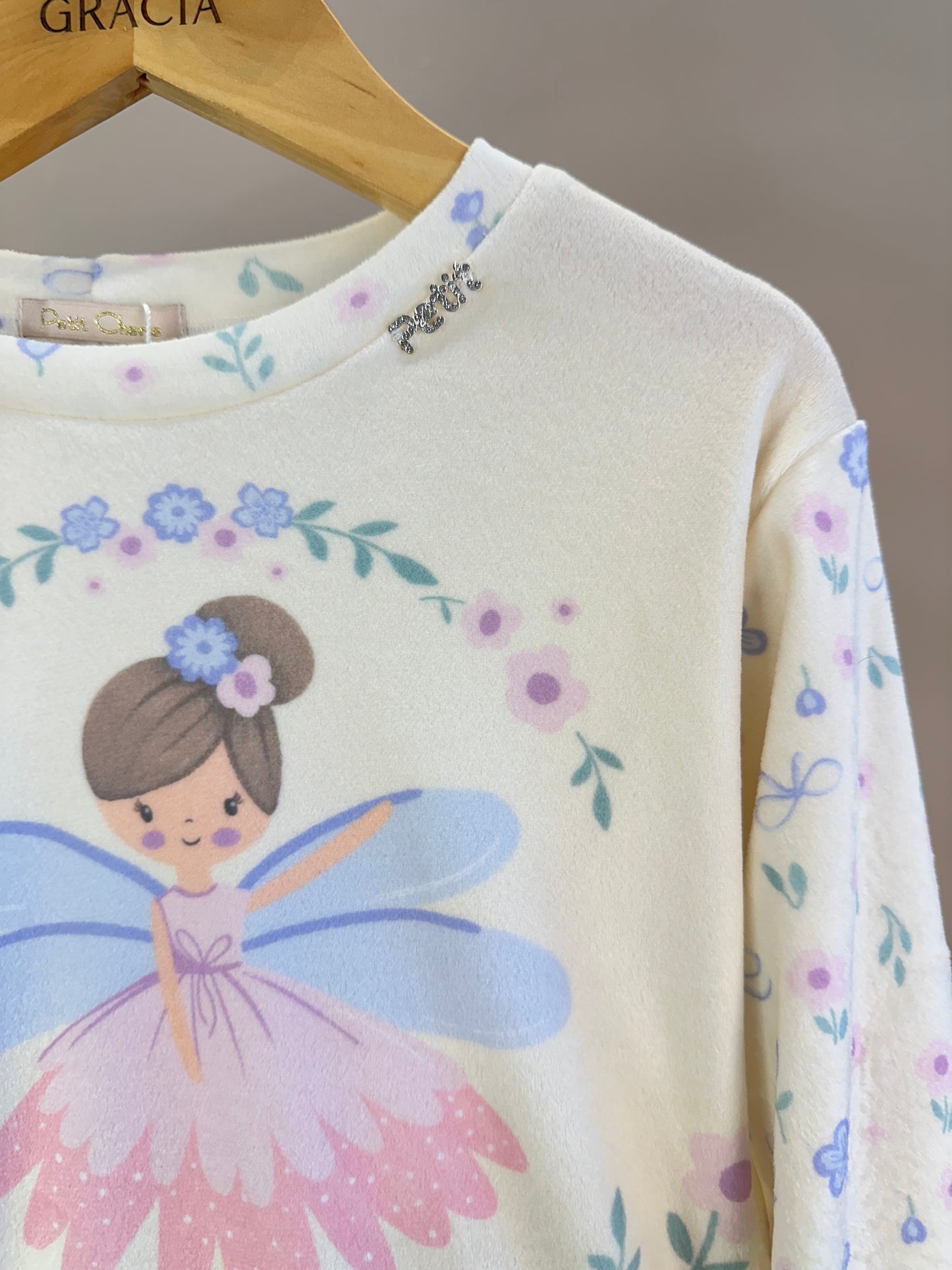 Conjunto Infantil Blus Blusa ML Fada E Calça Estampada Floral - Petit Cherie
