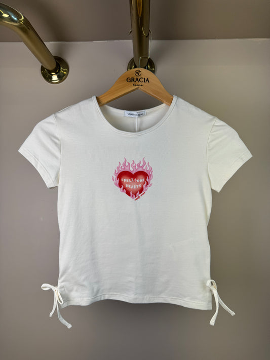 Blusa Teen Amarração Lateral Bege - Vanilla Cream