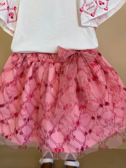 Conjunto Infantil Festinha Blusa Bordada e Saia Tule Minnie - Animê