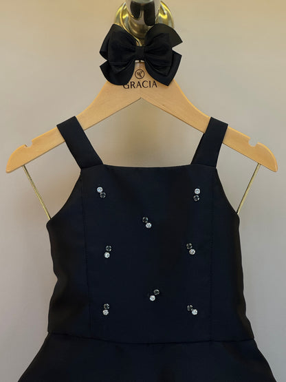 Vestido Infantil Zibeline com Tule e Strass - Petit Cherie