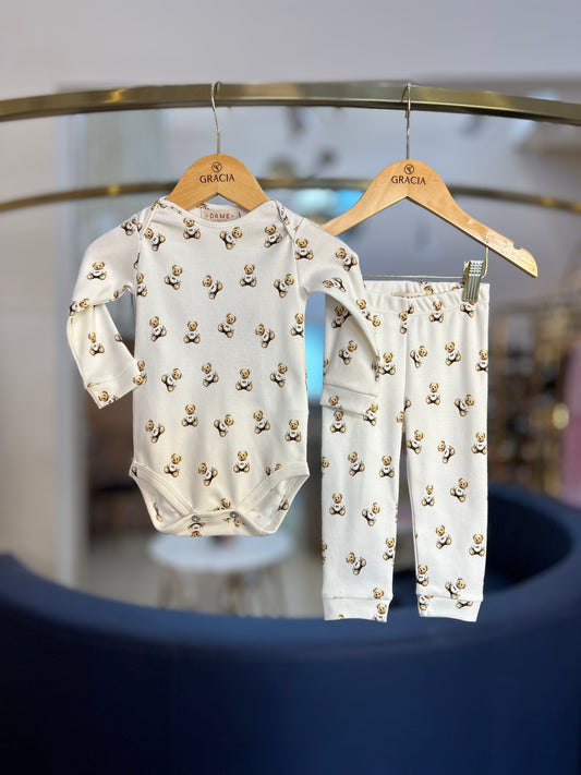 Conjunto Bebê Body, Calça, Paninho Teddy - Dame