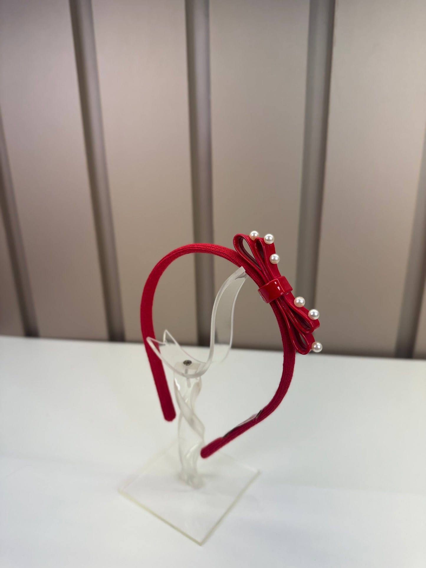 Arquinho Infantil Laço Pérolas Vermelho - Pituchinhus