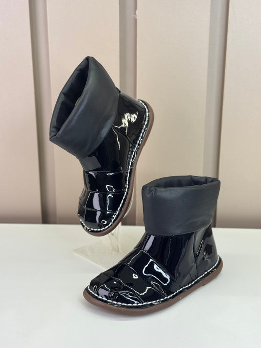 Bota Infantil Puff Caramelada Verniz Noir - Petit Cheval