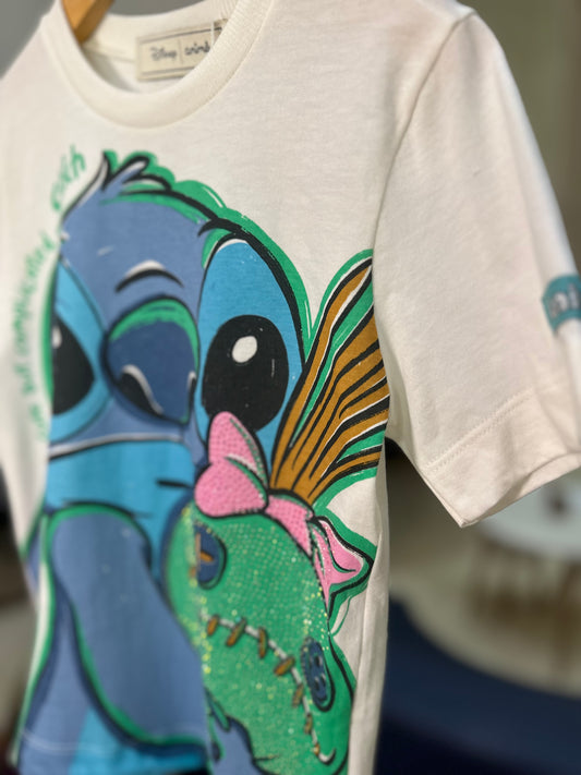 Conjunto Infantil Stitch e Xepa Blusa e Shorts Couro Tech - Animê