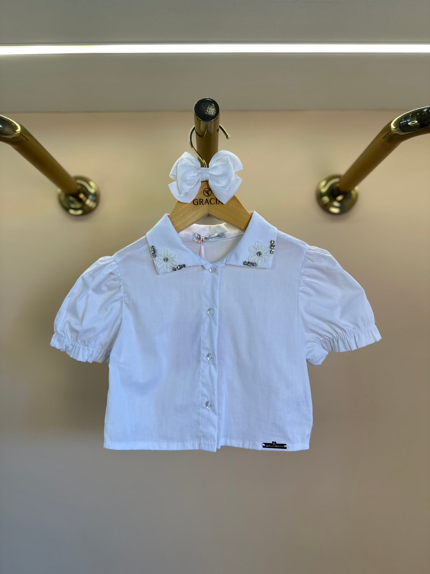 Camisa Infantil Algodão Golda Bordada - Gabriela Aquarela