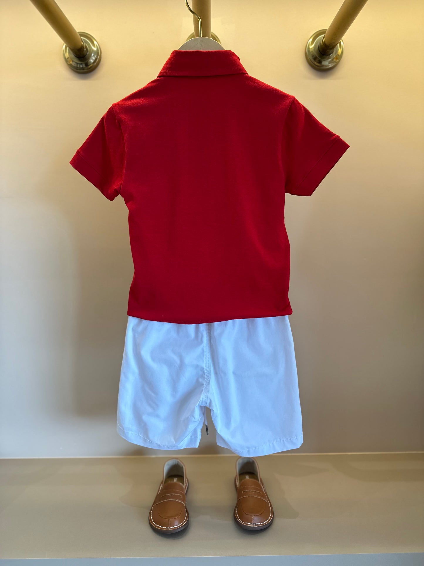 Conjunto Infantil Camiseta Polo e Bermuda Off White - Youccie
