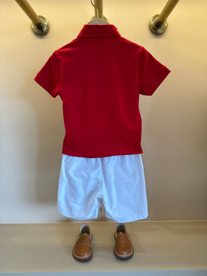 Conjunto Infantil Camiseta Polo e Bermuda Off White - Youccie