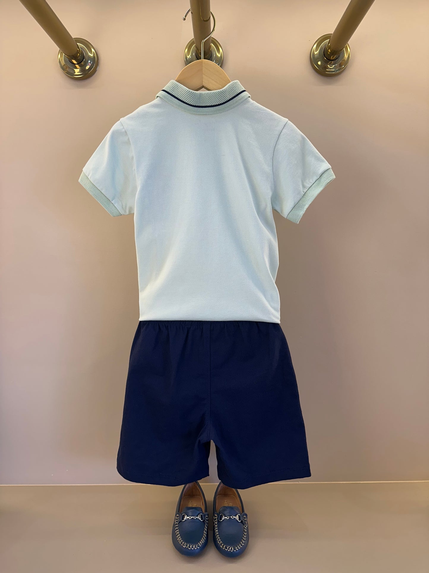 Conjunto Infantil Camisa Gola Polo Verde Menta e Bermuda Dolce - Little Johnny