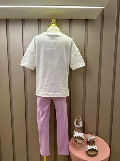 Conjunto Infantil Blusa Friends Minnie & Daisy e Legging Lilás - Animê