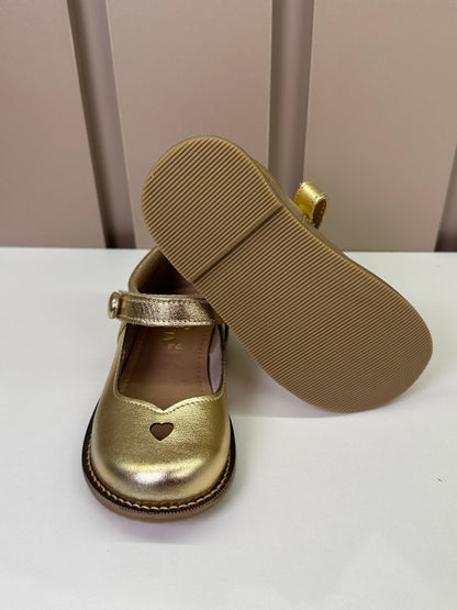 Sapato Infantil Couro Estela Dourado - Gracia