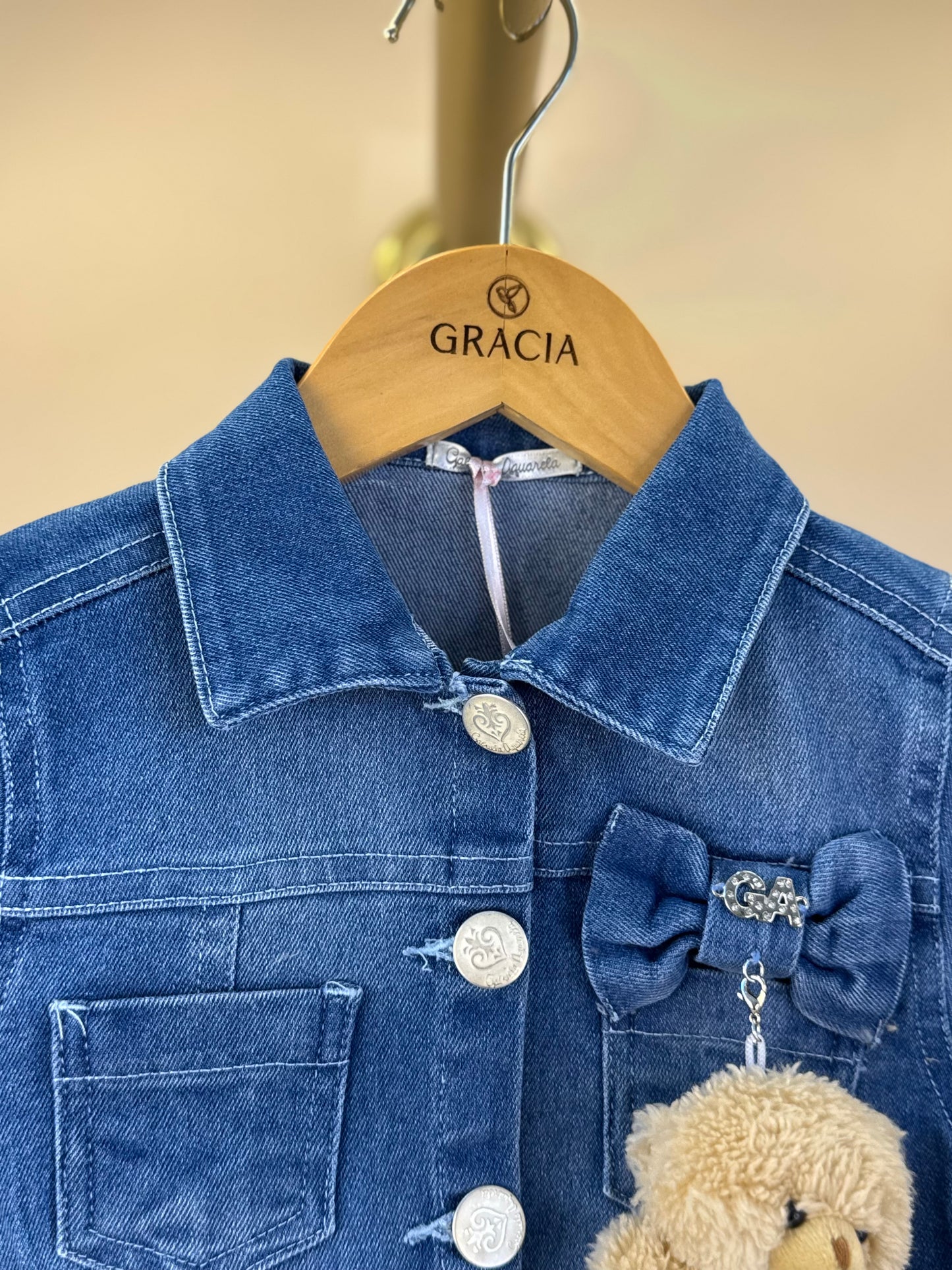 Jaqueta Infantil Ursinho Jeans - Gabriela Aquarela