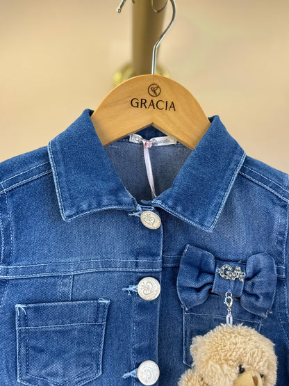 Jaqueta Infantil Ursinho Jeans - Gabriela Aquarela