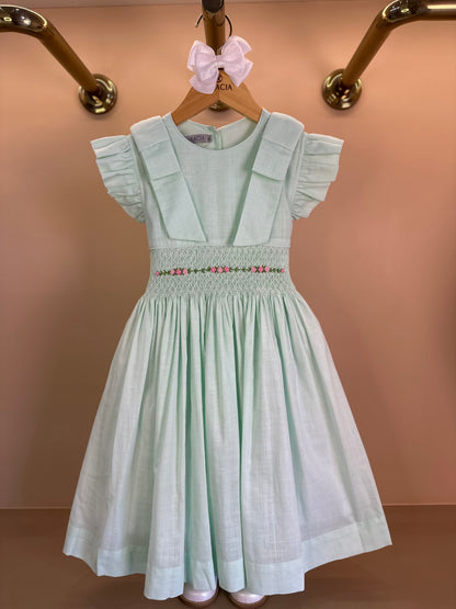 Vestido Infantil Clássico Algodão Olívia Verde - Gracia