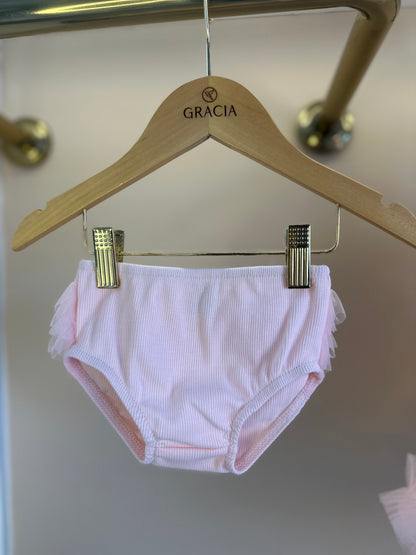 Vestido Bebê Princesa Tule Babado Frufru com Calcinha Rosa Gelado - Pituchinhus