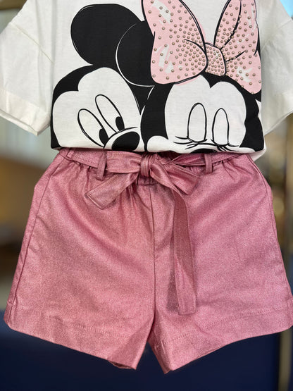 Shorts Infantil Metalizado Clássico Rose - Animê