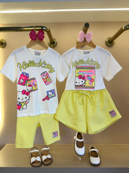 Conjunto Infantil Blusa Hello Kitty e Shorts Legging - Momi