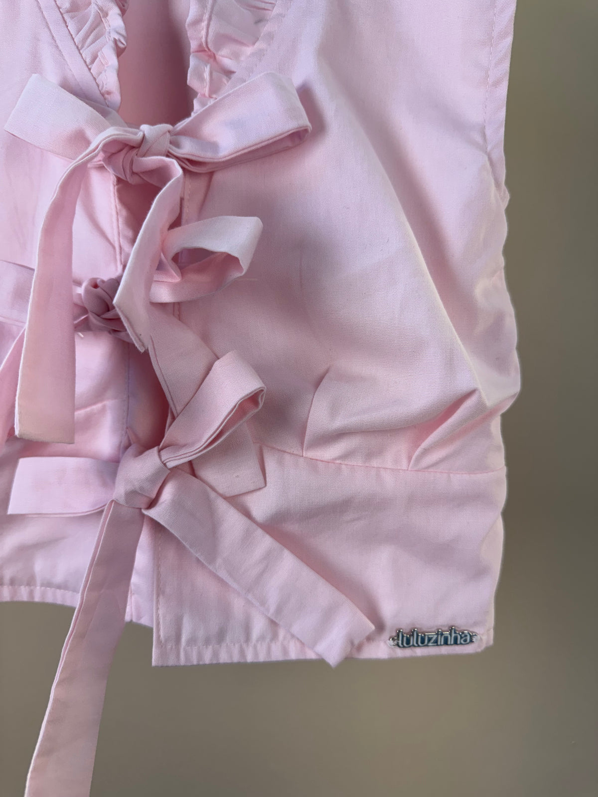 Blusa Infantil Em Tricoline Amarração Rosa - Luluzinha