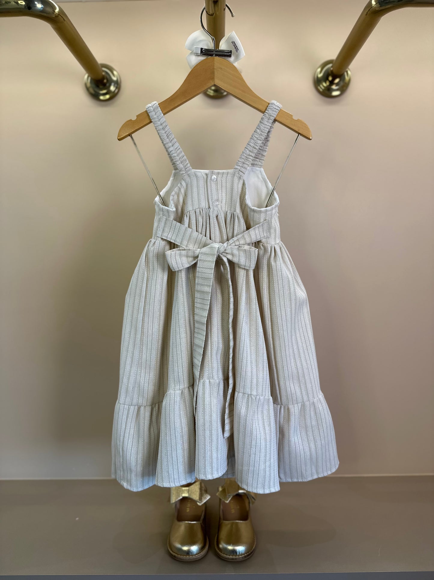 Vestido Infantil Linho com Renda e Laço - Gabriela Aquarela