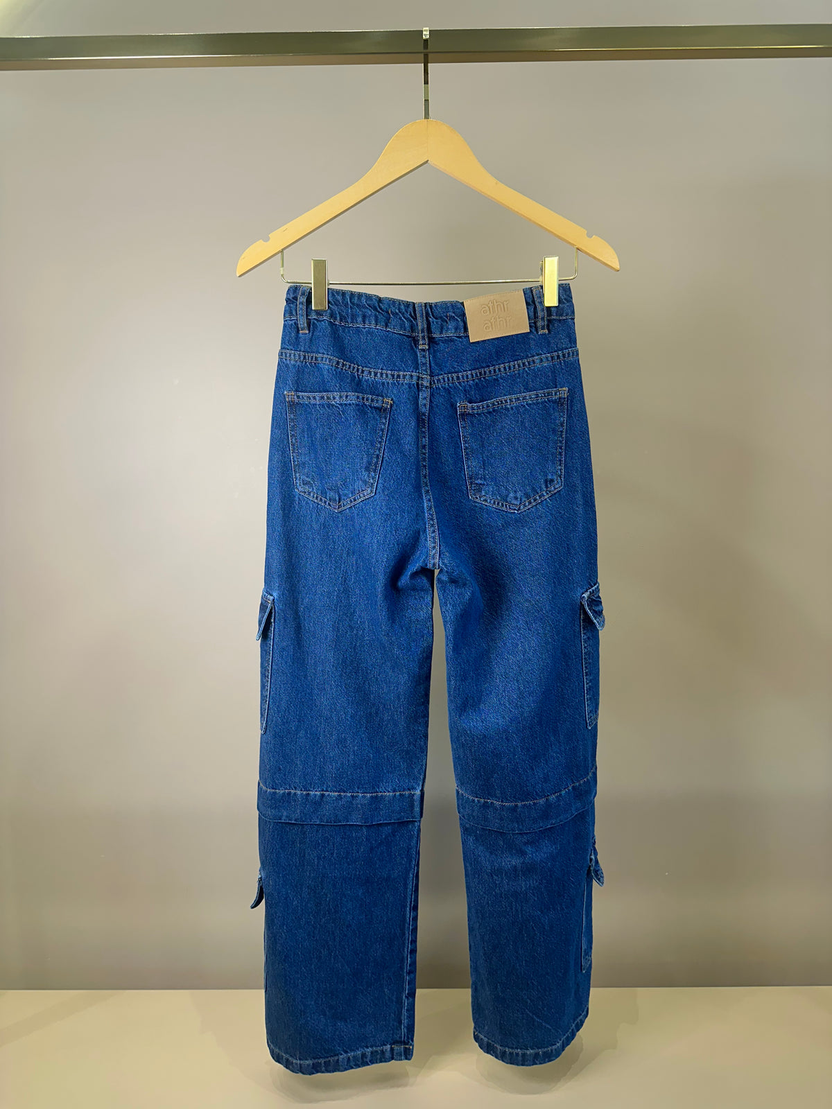 Calça Teen Jeans Wide Leg Cargo Azul - Authoria