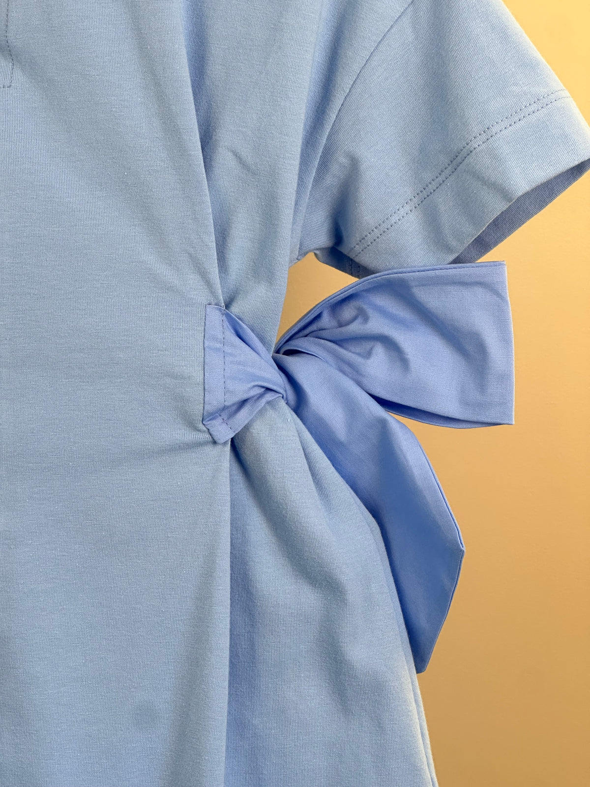 Vestido Infantil Azul Claro Laços Laterais Babado Na Barra - Animê