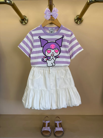 Blusa Infantil Kuromi Listrada Lilás - Momi