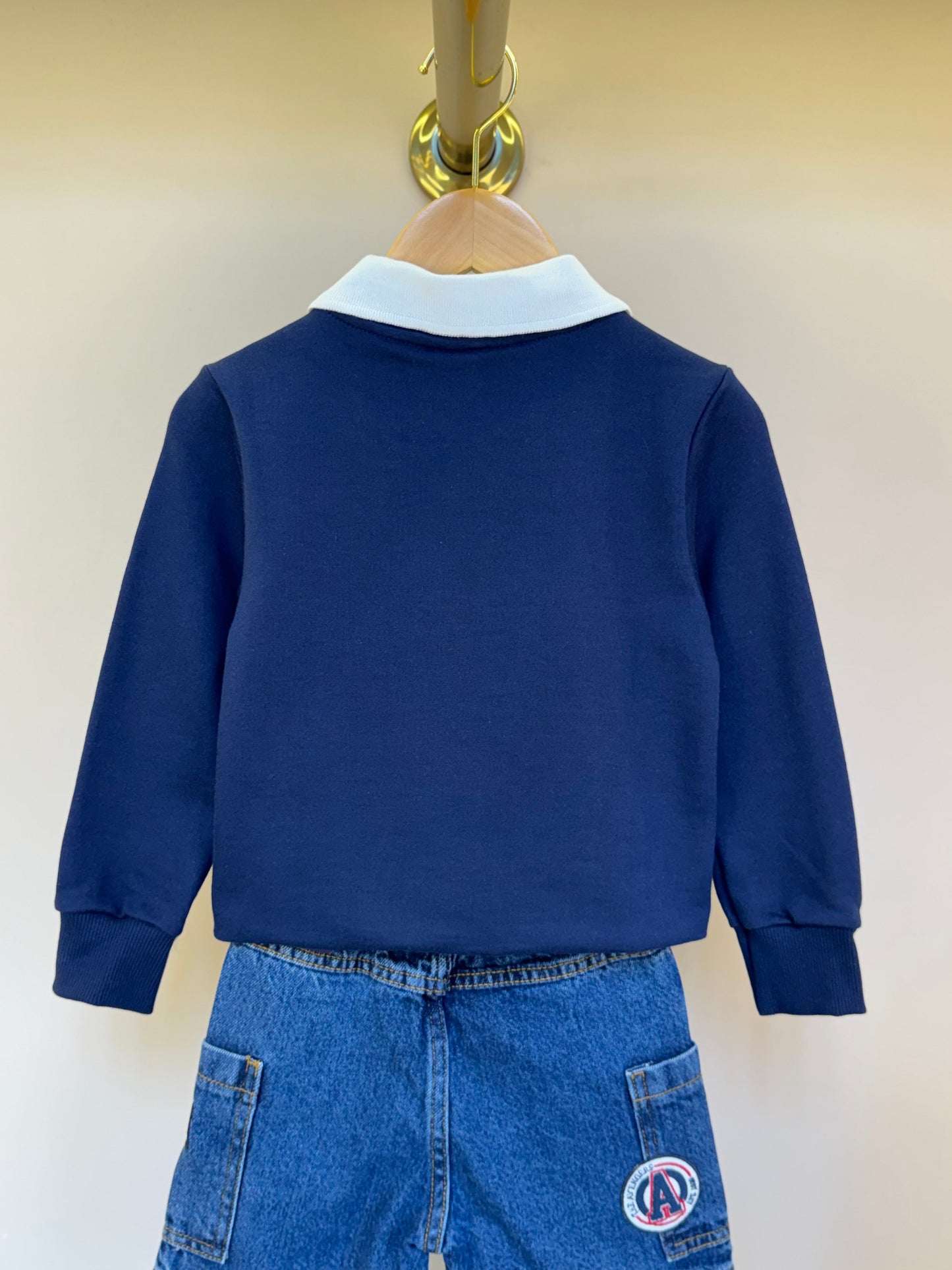 Conjunto Infantil Casaco Gola Polo e Bermuda Jeans Patchs Marvel - Youccie