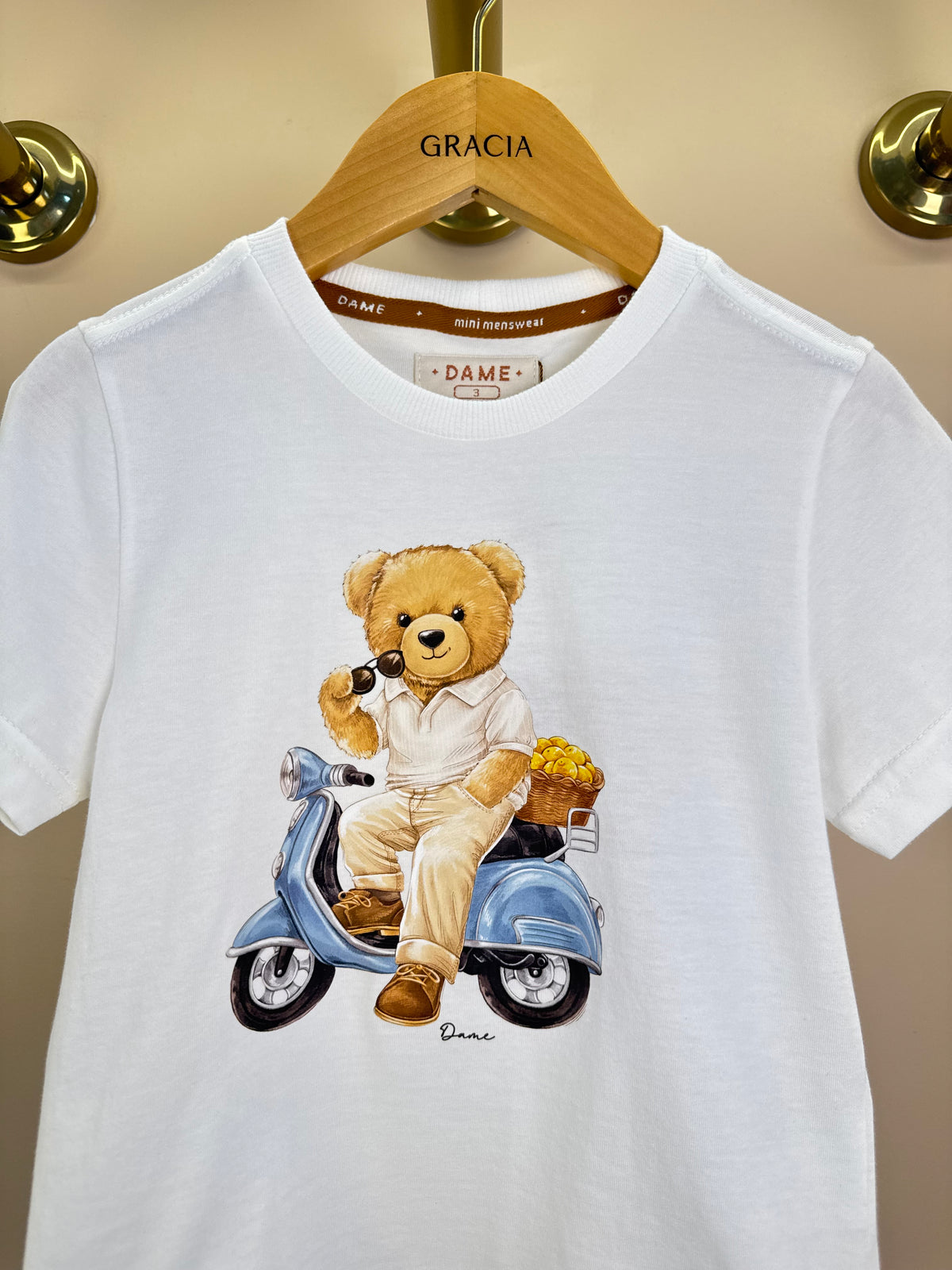 Camiseta Infantil Teddy Lambreta Off White - Dame