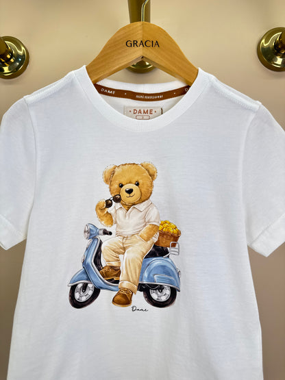 Camiseta Infantil Teddy Lambreta Off White - Dame