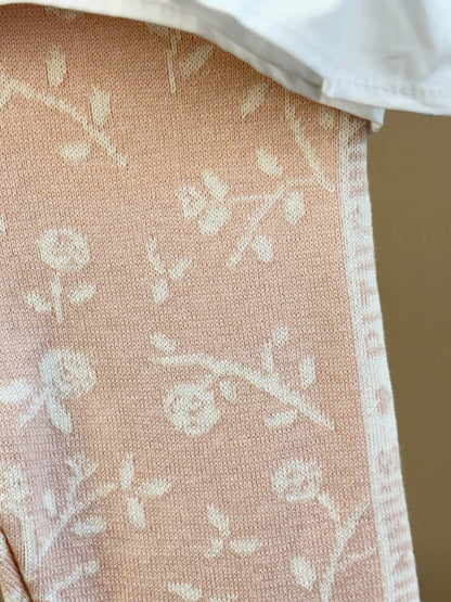 Conjunto Infantil Blusa Tricot Floral Ursinho Rosa Mel e Legging Tricot Floral - Pituchinhus