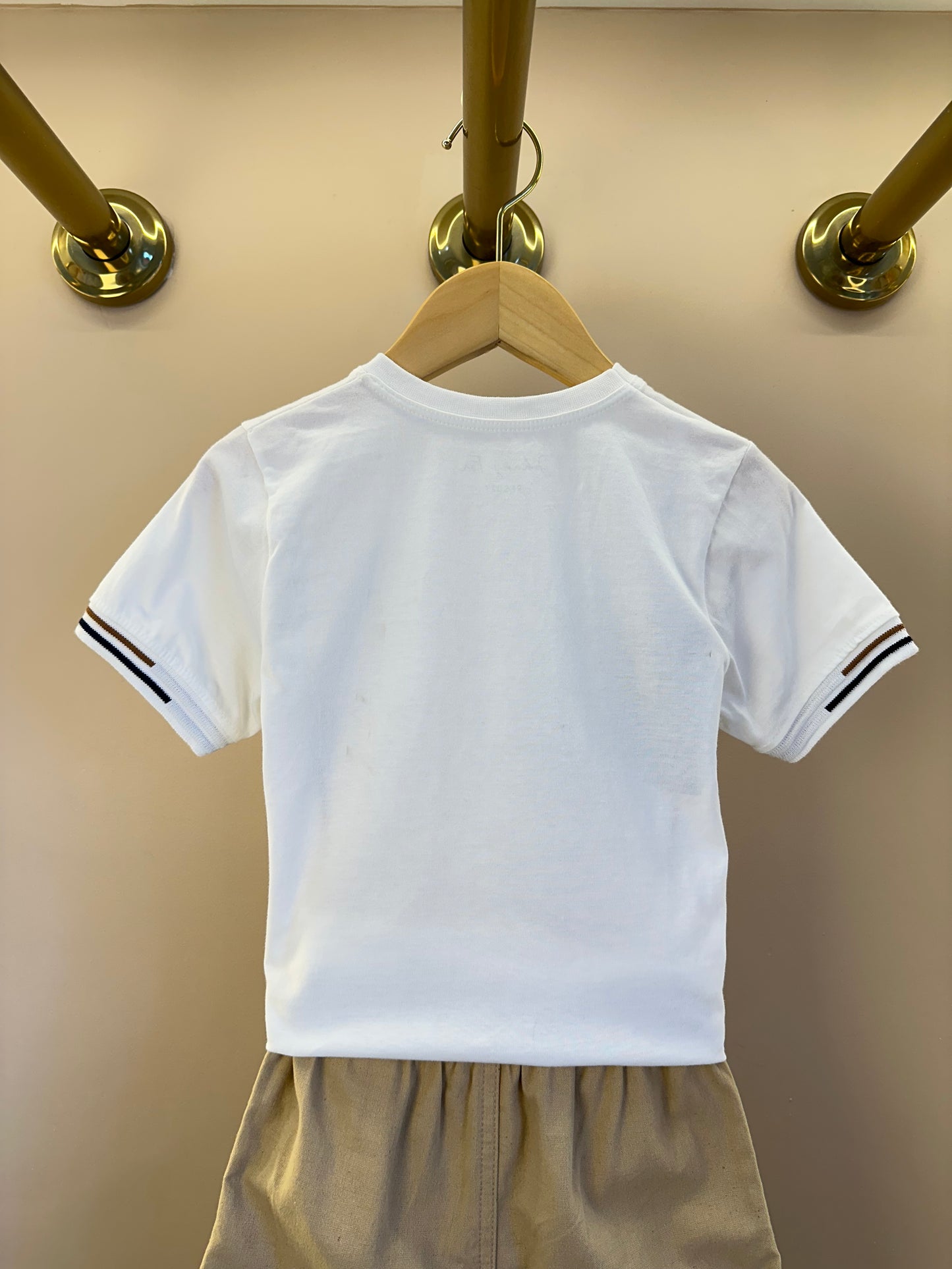Conjunto Infantil Camiseta  Algodão Coast  e Bermuda Bege - Little Johnny