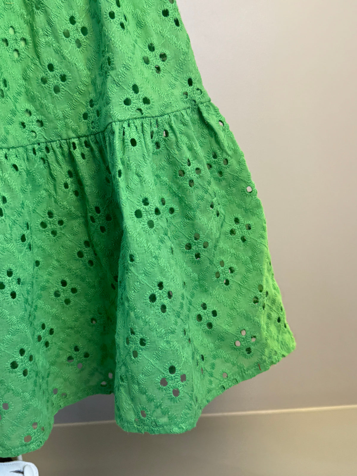 Vestido Infantil Laise Bordado Flores Verde - Momi