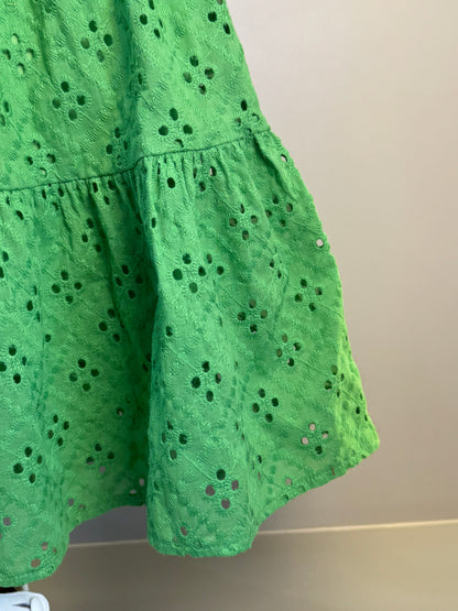 Vestido Infantil Laise Bordado Flores Verde - Momi