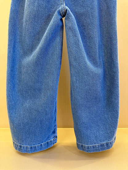 Calça Infantil Jeans Wide Leg Cós Alto Com Elástico - Momi
