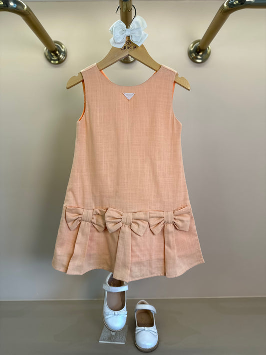 Vestido Infantil Jumper Algodão Laços Pêssego - Um Mais Um