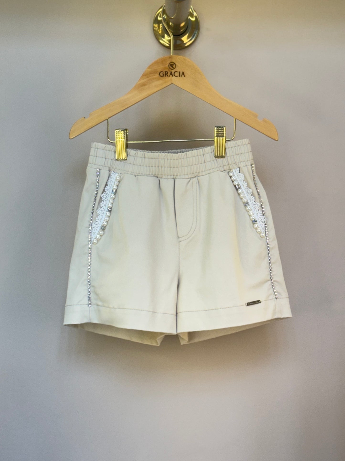 Shorts Infantil Bordados Pérolas e Cristais - Pituchinhus