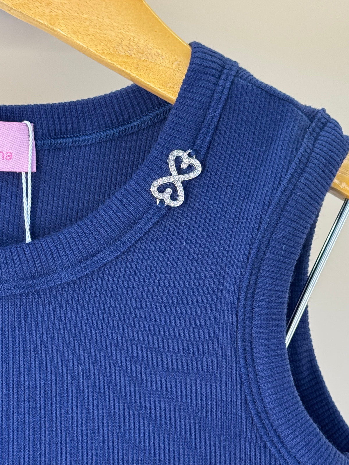 Vestido Infantil Tule Estampado Com Aplicação de Crochê e Laço de Vies - Luluzinha