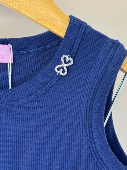 Vestido Infantil Tule Estampado Com Aplicação de Crochê e Laço de Vies - Luluzinha
